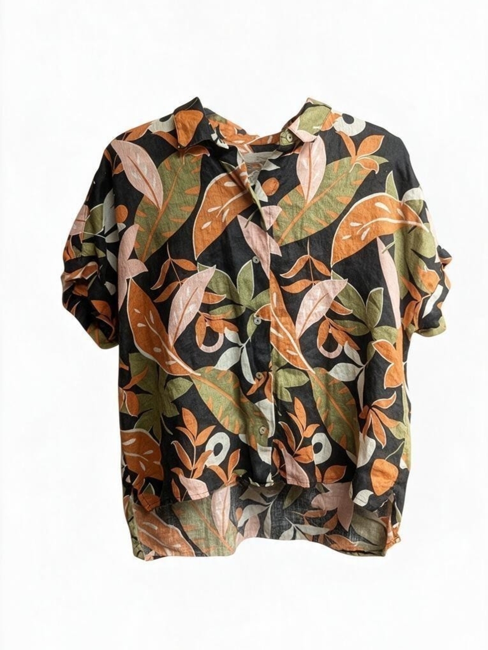C&C California 100% Linen Leaf Button-Up Shirt – Medium